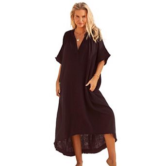 Swimsuits for All Women's Gauze High-Low Sun Dress Cover Up