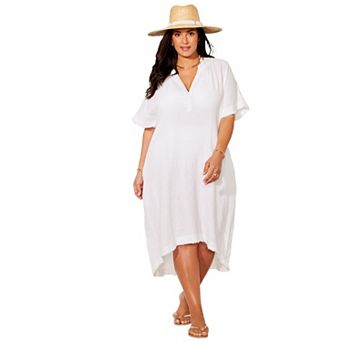 Swimsuits for All Women's Gauze High-Low Sun Dress Cover Up