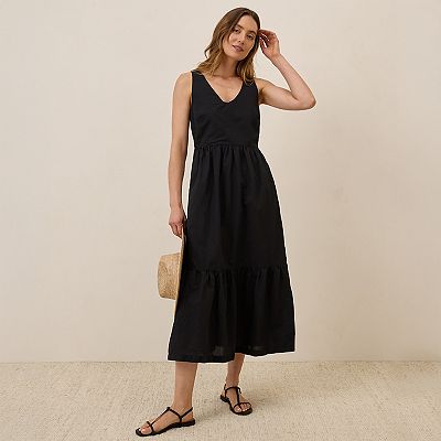 knee length dresses for ladies Long Sleeve Linen Dress 'Mia', Oversized Linen Dress