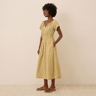 cotton boho midi dress Multicolor Floral Block Print Cotton Boho Tier Midi Dress