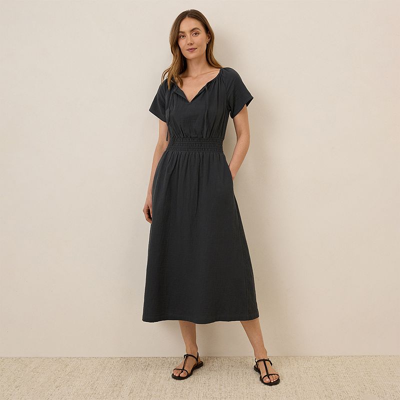 cotton boho midi dress Organic Coastal Double Gauze 59 and wear sizes Size Guide: U126SP1672 Black Halo Women's Jackie Color:Long Length Dress