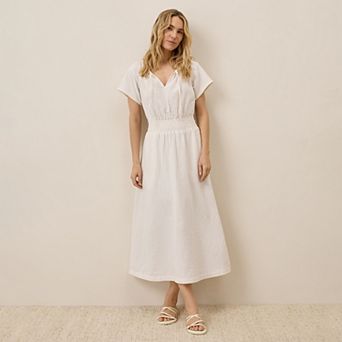 Coastal Double Gauze Boho Midi Dress Made With Organic Cotton