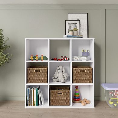 34.96 in. Tall Wood 3-Shelf Etagere Bookcase