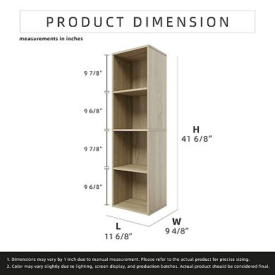 41.93 in. Tall Wood 4-Shelf Etagere Bookcase with Adjustable Shelves