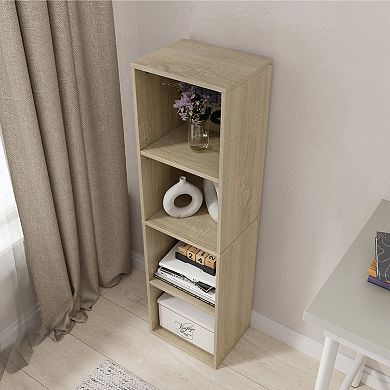 41.93 in. Tall Wood 4-Shelf Etagere Bookcase with Adjustable Shelves