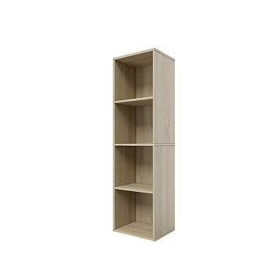 41.93 in. Tall Wood 4-Shelf Etagere Bookcase with Adjustable Shelves