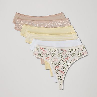 Everyday High Rise Thong 6-Pack Made with Organic Cotton