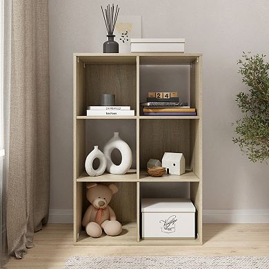 34.96 in. Tall Wood 3-Shelf Etagere Bookcase