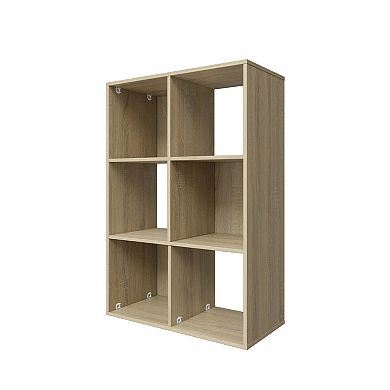 34.96 in. Tall Wood 3-Shelf Etagere Bookcase