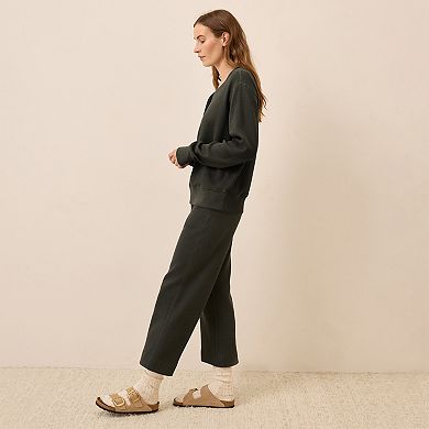 Thermal Waffle Wide Leg Pant Made with Organic Cotton