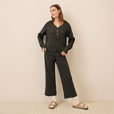 Thermal Waffle Wide Leg Pant Made with Organic Cotton
