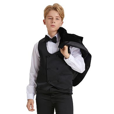Boys Velvet 5pc Suit Set w/ Dress Shirt & Bowtie