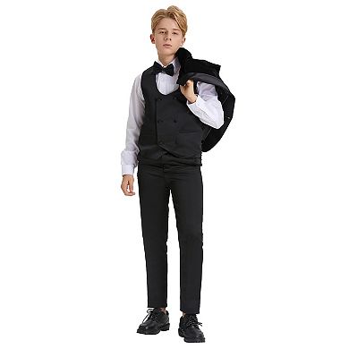 Boys Velvet 5pc Suit Set w/ Dress Shirt & Bowtie