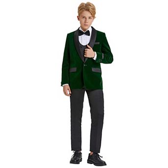 Boys Velvet 5 pc Suit Set w/ Dress Shirt & Bowtie