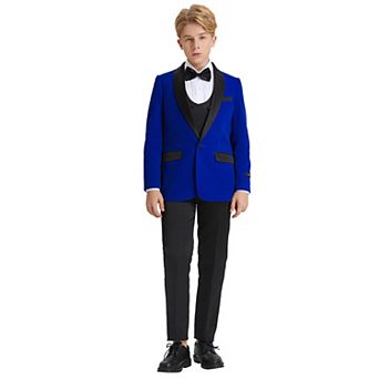 Boys Velvet 5 pc Suit Set w/ Dress Shirt & Bowtie