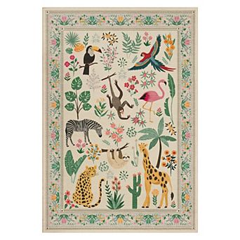 Insect Botanical Washable Area Rugs, Vintage Floral Boho Carpet for Living Room Nursery Hallway