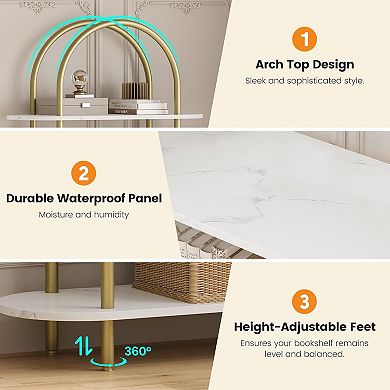 5-Tier Bookcase, Tall Metal Frame Open Bookshelf, Modern Storage Organizer for Living Room