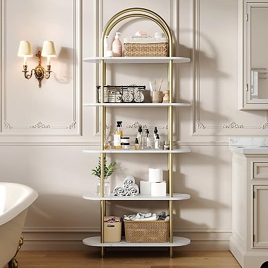 5-Tier Bookcase, Tall Metal Frame Open Bookshelf, Modern Storage Organizer for Living Room
