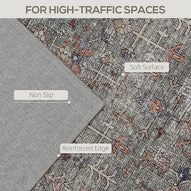 HOMCOM Area Rug 4x6, Machine Washable Rug for Living Room, Dark Mixed-Brown