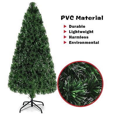 Gymax Fiber Optic 6'Artificial Christmas Tree PVC Material Metal Stand Holidy Decoration