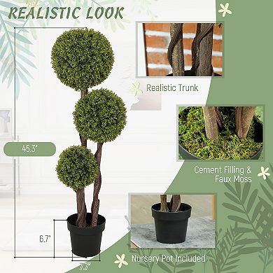HOMCOM 45.3inch Indoor & Outdoor Fake Plant Artificial Tree in Pot