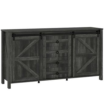 HOMCOM Farmhouse Sideboard Buffet Cabinet with Doors