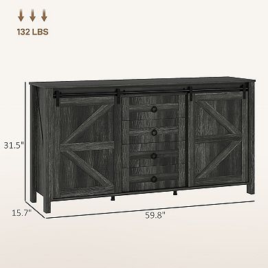 HOMCOM Farmhouse Sideboard Buffet Cabinet with Doors