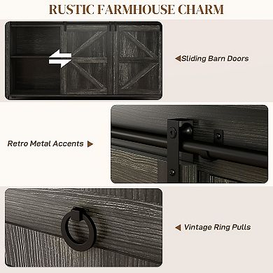 HOMCOM Farmhouse Sideboard Buffet Cabinet with Doors