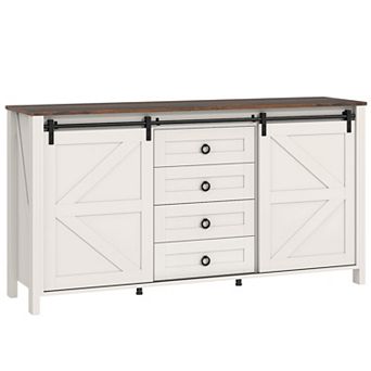 HOMCOM Farmhouse Sideboard Buffet Cabinet with Doors