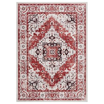 Washable Vintage Distressed Floral Area Rugs for Living Room Nursery Office Hallway Christmas Decor