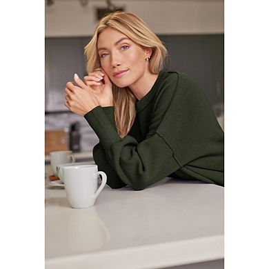 Womens Maternity Sweaters Long Sleeve Crew Neck Split Hem Casual Oversized Ribbed Knit Tunic Tops