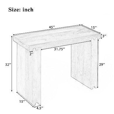 Whisen Minimalist Farmhouse Mango Wood Console Table, Entryway Table with Thickened Tabletop