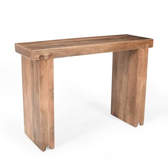 Whisen Minimalist Farmhouse Mango Wood Console Table, Entryway Table with Thickened Tabletop