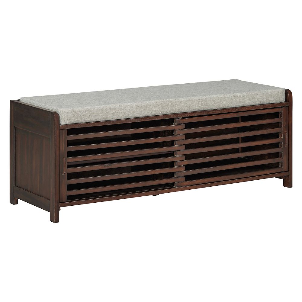 Whisen Retro Shoe Bench with Storage and Cushion, Distressed Shutter ...