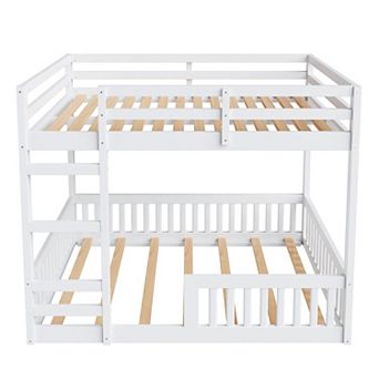 Whisen Full over Full Wooden Bunk Bed with Ladder and Safety Guardrails