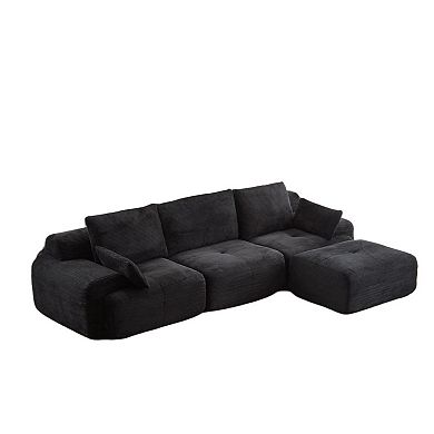 Whisen Large Memory Foam Compressed Sectional Sofa with Corduroy Fabric Extra Deep Loveseat