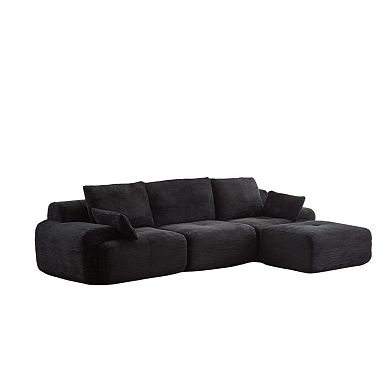Whisen Large Memory Foam Compressed Sectional Sofa with Corduroy Fabric Extra Deep Loveseat