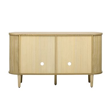 Whisen Farmhouse Sideboard Cabinet with Storage, Glass Doors and Adjustable Shelves