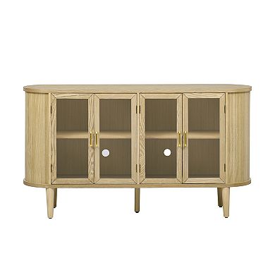 Whisen Farmhouse Sideboard Cabinet with Storage, Glass Doors and Adjustable Shelves