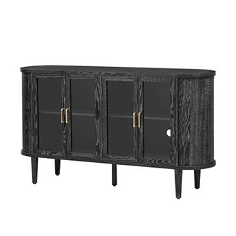 Whisen Farmhouse Sideboard Cabinet with Storage, Glass Doors and Adjustable Shelves