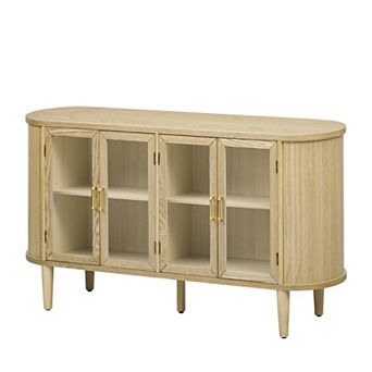 Whisen Farmhouse Sideboard Cabinet with Storage, Glass Doors and Adjustable Shelves