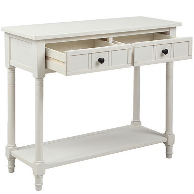 Whisen Rustic Console Table Traditional Design with Two Drawers and Bottom Shelf
