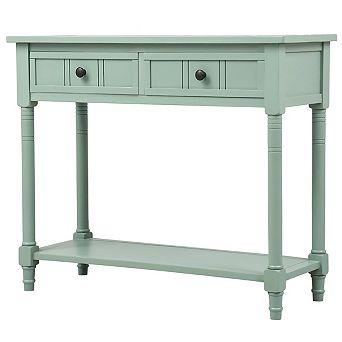 Whisen Rustic Console Table Traditional Design with Two Drawers and Bottom Shelf