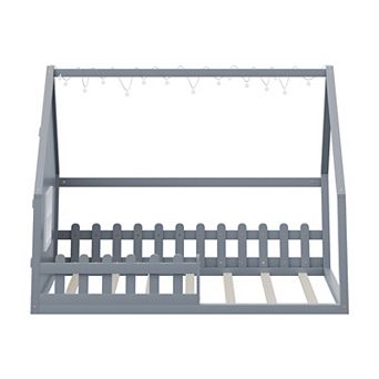 Whisen Wooden House Bed with Window and Fence