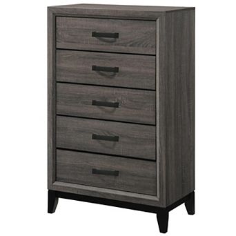 Kings Brand Furniture Ambroise 5 Wood Drawer Chest Dresser for Entryway, Bedroom Storage Organizer
