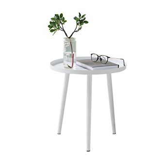 Kings Brand Furniture Round Metal Side End Table, Nightstand Accent Table,Pedestal Plant Stand