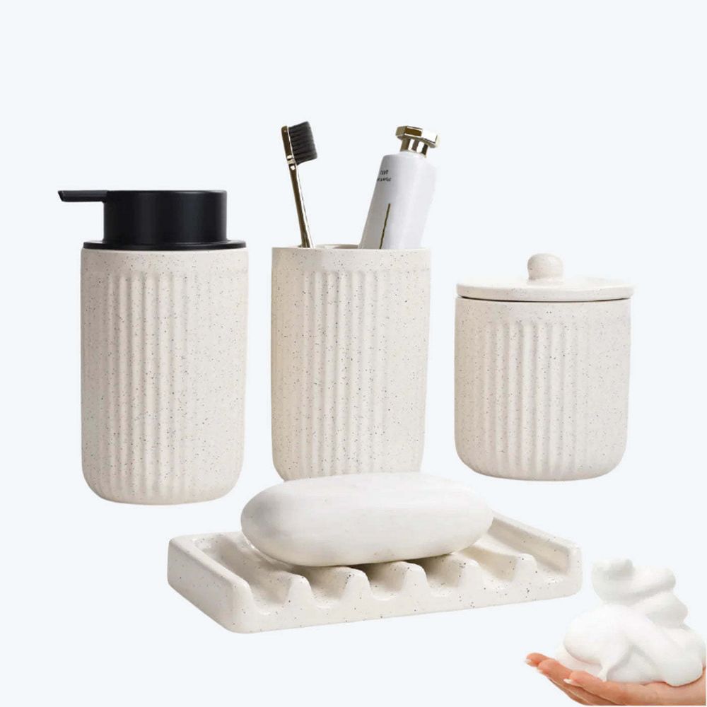 Pockmark 4-Piece Foaming Bathroom Set Ceramic