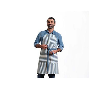 Bib Apron with Pockets - Striped