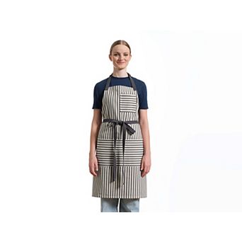 Bib Apron with Pockets - Striped