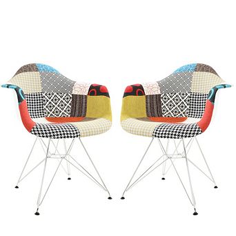 LeisureMod Willow Fabric Eiffel Accent Chair, Set of 2